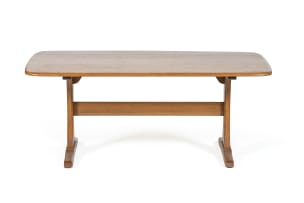 Ercol Furniture Manufacturers; Refectory style oak coffee table, England