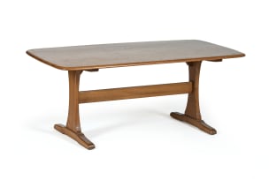 Ercol Furniture Manufacturers; Refectory style oak coffee table, England