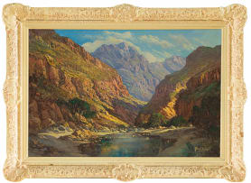 Gabriel de Jongh; Mountain Landscape with River
