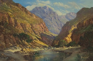 Gabriel de Jongh; Mountain Landscape with River