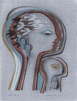 Bettie Cilliers-Barnard; Composition with Heads and Birds