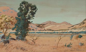 Erich Mayer; Veld Landscape with Trees and Mountains