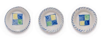 Hylton Nel; Three plates with square patterning