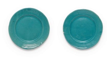 Hylton Nel; A pair of turquoise plates, two