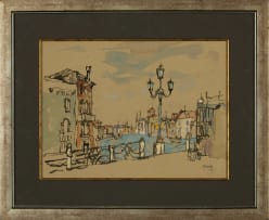 Gregoire Boonzaier; Venetian Canal (recto) Study of a Man (verso)