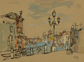 Gregoire Boonzaier; Venetian Canal (recto) Study of a Man (verso)