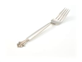 A set of Georg Jensen silver 'Acanthus' pattern flatware, designed in 1917 by Johan Rohde, .925 sterling, c.1945-1977