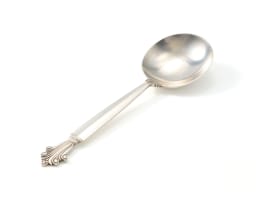A set of Georg Jensen silver 'Acanthus' pattern flatware, designed in 1917 by Johan Rohde, .925 sterling, c.1945-1977