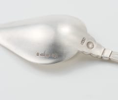 A part set of Georg Jensen silver 'Acorn' pattern flatware, designed in 1915 by Johan Rohde, .925 sterling, c.1945-1977