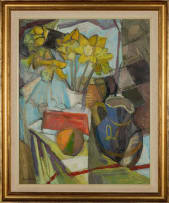 May Hillhouse; Narcis en Blou Beker (Daffodils and Blue Jug)