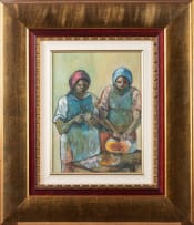 Amos Langdown; Two Women Preparing Pumpkin