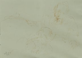 Maggie Laubser; Figure Study (recto) Three Figures with Child Study (verso)