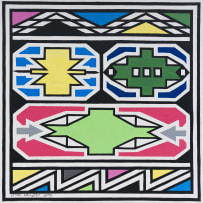 Esther Mahlangu; Untitled (Ndebele Pattern with Green and Yellow)