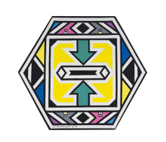 Esther Mahlangu; Untitled (Ndebele pattern with Green Arrows)