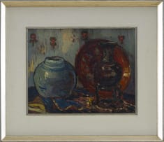 Pieter Wenning; Still Life with Vases and Red Plate
