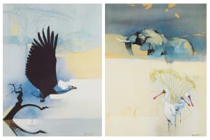 Keith Joubert; African Spoonbills; African Fish Eagle, two