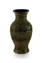 Bay Keramik; Large glazed earthenware floor vase with incised geometric ornament