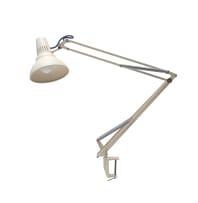 Jac Jacobsen; Pair of white enamel anglepoise desk lamps for Luxo, Norway