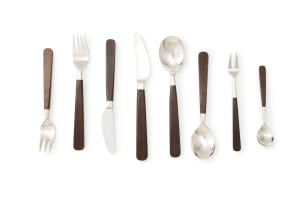 A 'Lion de Luxe' set of Rosewood and stainless steel flatware, designed by Bertel Gardberg, Finland