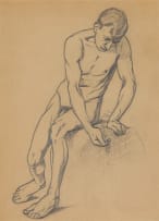 Erich Mayer; Study of Seated Male Nude, two