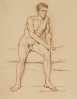 Erich Mayer; Study of Seated Male Nude, two