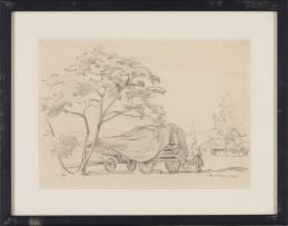 Erich Mayer; Landscape with Wagon and Figure