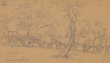 Erich Mayer; Composition with Ox-wagon and Figure