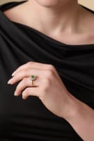Emerald and diamond cluster ring