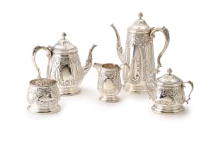 A five-piece silver tea service, Durham Silver Company, USA, c.1950-1960