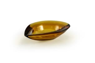 Denji Takeuchi; Amber teardrop crystal glass bowl for Sasaki, designed 1963