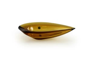 Denji Takeuchi; Amber teardrop crystal glass bowl for Sasaki, designed 1963