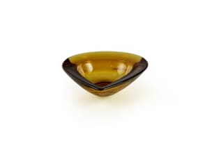 Denji Takeuchi; Amber teardrop crystal glass bowl for Sasaki, designed 1963