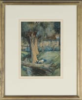 Sydney Carter; Scene with Tree, Stream and Duck