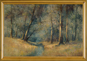 Christopher Tugwell; Stream through Woodland Landscape