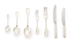 An assembled set of Victorian silver flatware, Joseph & Albert Savory, London, 1836