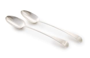 A pair of George III Old English silver basting spoons, Thomas Wallis I, London, 1779