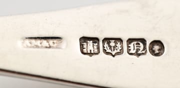A pair of Scottish King's pattern silver ladles, AM & Co, Edinburgh, 1844