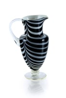 Murano; Glass pitcher with black and white zanfirico