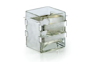 Porciani; Mid-century silver-plated and crystal ice bucket for Studio 52, Italy