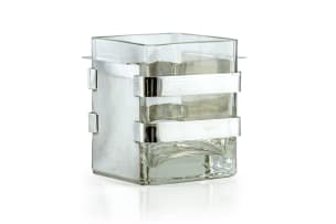 Porciani; Mid-century silver-plated and crystal ice bucket for Studio 52, Italy