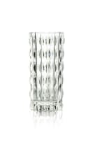 Fidenza Vetraria; Cylindrical clear glass vase with scalloped vertical ribs