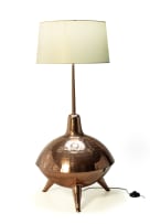 Large 'Atomic'-style copper table lamp