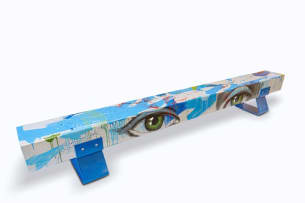 Laurie Wiid van Heerden and Lionel Smit; A Laurie Wiid van Heerden and Lionel Smit electro-galvinised mild steel bench, hand-painted by Lionel Smit