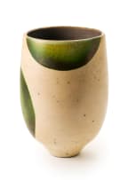 Koos Barnard; Raku vase with green dot motif