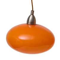 Set of four orange glass and aluminium ceiling pendant lights