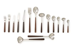A 'Lion de Luxe' set of Rosewood and stainless steel flatware, designed by Bertel Gardberg, Finland