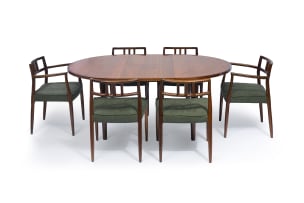 Rosewood dining suite attributed to Niels Møller,Denmark