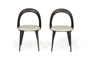 Stefano Bigi; Pair of walnut-stained ash 'Ester' dining chairs for Porada, Italy