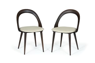 Stefano Bigi; Pair of walnut-stained ash 'Ester' dining chairs for Porada, Italy