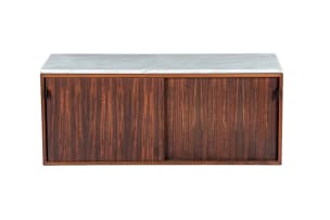 Florence Knoll; Rosewood and marble wall-mounted cabinet, attributed to Florence Knoll for Knoll, USA